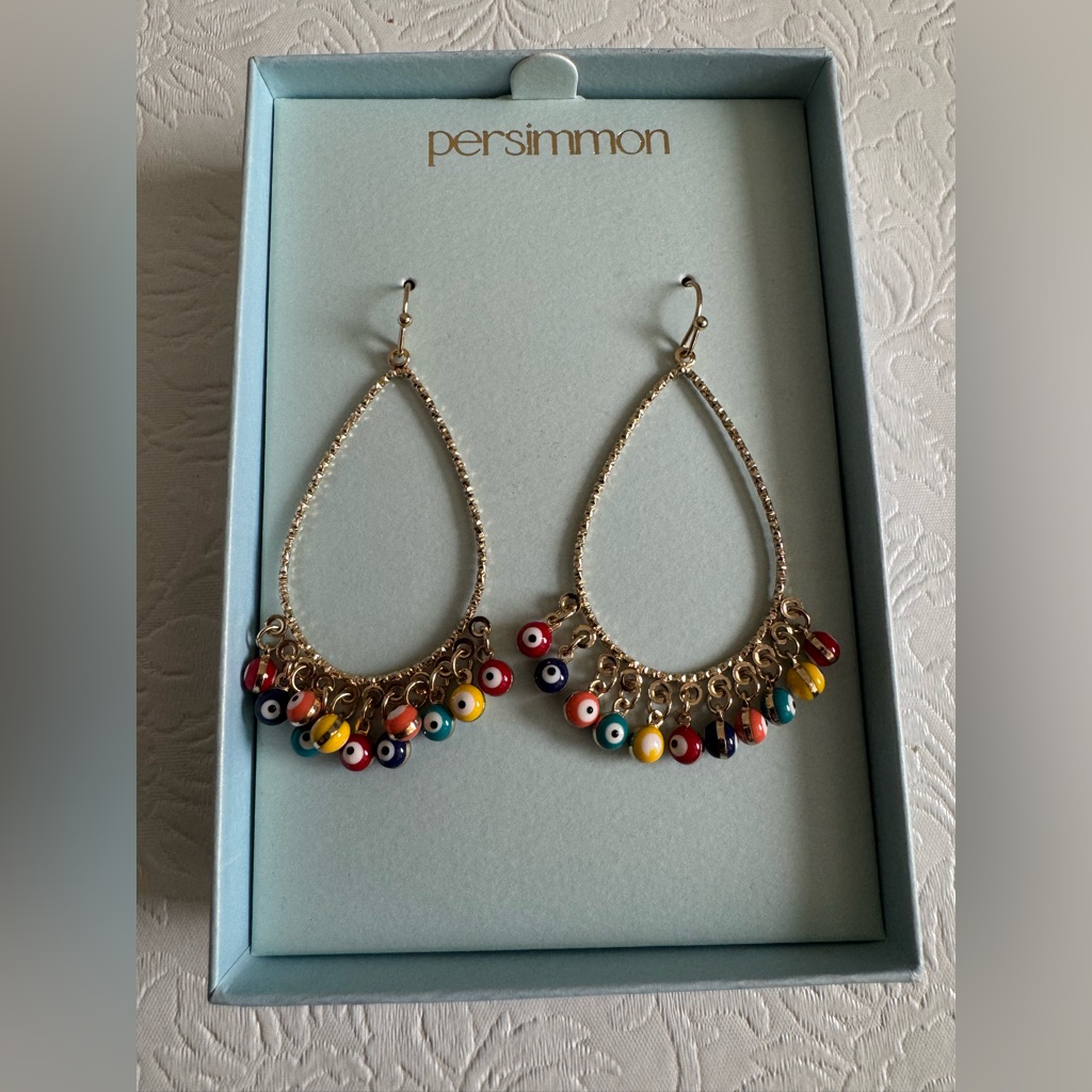 Persimmon Drop Evil Eye Earrings